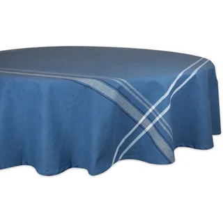 DII Französische Streifen Esstisch-Kollektion – Tischdecke im Landhausstil, rund, 178 cm, Blau Chambray