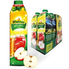 Pfanner 100% Apfelsaft (8 x 1 l) – vitaminreicher Saft aus Apfel – säuerlich-süßes Fruchtgetränk im Vorratspack – ohne Zuckerzusatz