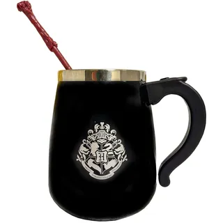 Harry Potter Tasse mit Zauberstab, Selbstrührende Tasse, Ein Muss Für Muggel & Magier, 350ml, Harry Potter Kaffetasse Selbstrührend
