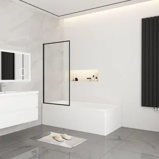 70x140cm schwarz Badewannenaufsatz 6mm ESG Nanoglas Duschabtrennung Duschwand - Schwarz