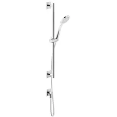 Gessi Emporio Brausestangen Set 600 mm, quadratischer Rosette, mit Wandanschlussbogen, mit Antikalk-Handbrause 1 Strahlart, 47316, Farbe: Finox Optik