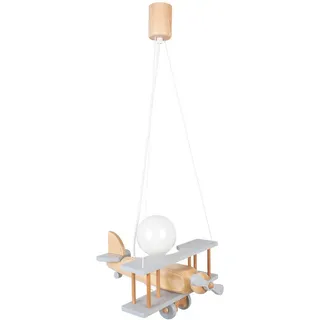 Kinderhängeleuchte , Grau, Naturfarben , Holz , Kiefer , 31x75x29 cm , Lampen & Leuchten, Innenbeleuchtung, Kinderzimmerlampen, Kinderhängeleuchten