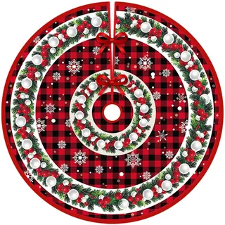 Weihnachtsbaum Decke Rock,122 cm Gestrickter Weihnachtsbaumdecke Teppich,Merry Christmas Tannenbaum Christbaumdecke für Urlaub Party Deko, Winterferien und Neujahrsdekoration ﻿ ﻿ ﻿ ﻿ ﻿ ﻿ ﻿ ﻿