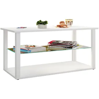 VCM Beistelltisch »Holz Sofatisch Couchtisch Glas Tisch Wanilo L«, weiß