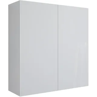 Mama Store Doppel ERA Hängeschrank mit 2 Türen und Push-and-Pull-Öffnungssystem, laminiert, L. 68 x T. 22 x H. 71 cm, Holz, glänzend weiß, P