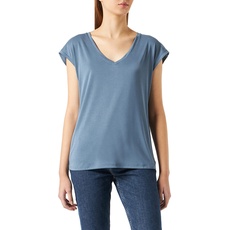 Bild von Damen Einfarbiges Stretch T-Shirt Basic V-Neck Top Oberteil Tief Angesetzte Schultern VMFILLI