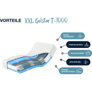 Taschenfederkernmatratze HN8 SCHLAFSYSTEME "Premium-Taschenfederkern-Matratze XXL Gelstar T-1000, 25cm Komforthöhe" Gr. 3, weiß, B:120cm H:25cm L:200cm, Bezug (oben): 65% Polyester, 34% Viskose, 1% Elasthan. Bezug (unten): 65% Polyester, 34% Viskose, 1% Elasthan. Steppfüllung (oben): 100% Polyester. Steppfüllung (unten): 100% Polyester, Matratzen, Taschenfederkernmatratze, Körperunterstützung durch Geltouch Auflage, 90x200 cm & weitere Größen