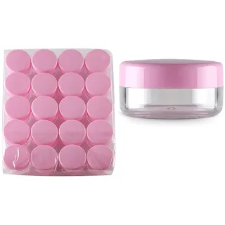 TIANZD 20 Stück Leere Transparent Acryl Dose 10 ml Kleine Leerdose Plastikdose Schraubdose Kosmetikdose mit Rosa Schraub-Deckel Blechdosen für Nailart Lippenbalsam Kosmetische Behälter