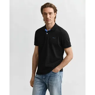 GANT Herren 2062026 Schwarzes Kontrast-Piqué-Poloshirt L