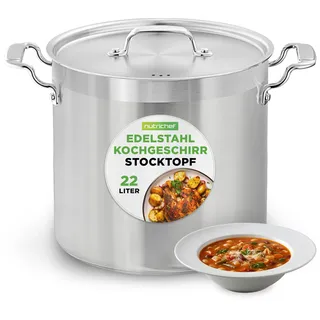 NutriChef Kochtopf Groß, 23L- Ø 34cm, Suppentopf Edelstahl Induktion für Alle Herdarten Geeignet, Spülmaschinenfest mit 3 Dampfventilen, Ideal für Vorratsküche, Events & große Familienportionen