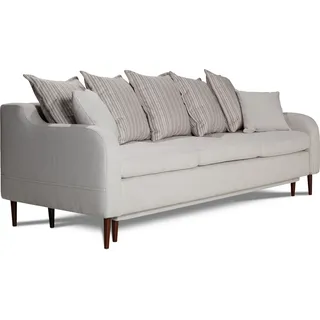 Dreisitzer Couch Polster Landhaus Stil Textil Stoff Couch Schlafsofa Bett Sofa - Grau