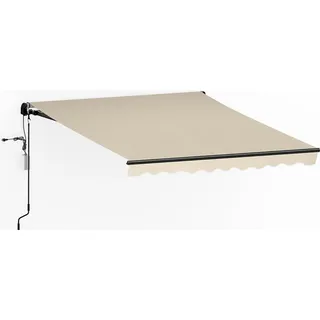 Blumfeldt CloudShade Markise – Elektrische Gelenkarmmarkise mit App & Fernbedienung, UV 30+ & Regenschutz, Einstellbarer Neigungswinkel, Aluminiumrahmen, Einfache Wandmontage, 250 cm Breit, Beige - Beige