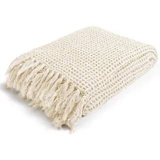 mokebo mokebo® Decke, Creme, Naturmaterialien, 130x1.5 cm, Oeko-Tex®, Schlaftextilien, Bettwäsche, Tagesdecken