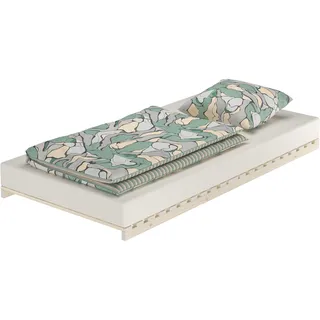 Niederflurbett metallfrei 100x200 Futon metallfreier Lattenrost, Fichte unbehandelt V-60.97-10ohne Zubehör - Naturbelassen