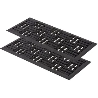Gummimatte Außenbereich - Robuste Türmatte Gummi - Rillen 2er Set 25x60 cm | Eingangsmatte Außenbereich pflegeleicht Türvorleger Outdoor Fußmatte außen rutschfest und robust Fußabtreter aussen Höhe 6mm