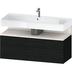 Duravit Qatego Waschtischunterbau, 1 Auszug und 1 Schublade, 1190x470x590mm, Nische Weiß Supermatt, QA4396084, Farbe: Eiche Schwarz/mit Nischenbeleuchtung