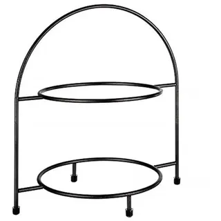APS 33208 Serviergestell „Industrial“, Etagere, Gestell aus Metall für 2 Teller max. Ø 27 cm, innerer Ring Ø 18 cm, Größe 19,5 x 29 cm, Höhe 30 cm, Antirutsch-Füßchen (Teller nicht enthalten), Schwarz