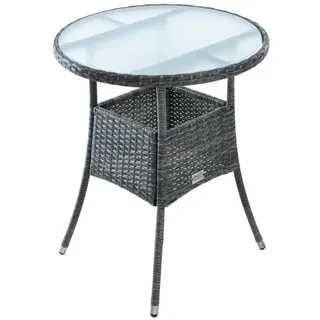 Estexo Beistelltisch Tisch Polyrattan Gartentisch Rattan Balkontisch Rund Anthrazit