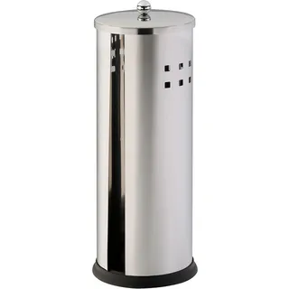 Testrut axentia Klopapierhalter Bustino für Badezimmer und Gäste-WC, Toilettenpapierhalter stehend, Bad-Accessoire für 3 Rollen Toilettenpapier, Edelstahl, ca. 15 x 38 cm, Silber