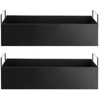 Butlers Pflanzkasten (2er Set) Planta , Schwarz , Metall , 45x16x17 cm , Dekoration, Blumen & Blumentöpfe, Übertöpfe