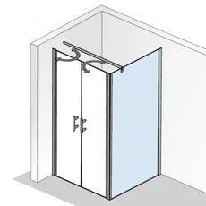 HSK Favorit Nova Seitenwand für Pendeltür, Größe: 100 x 195 cm (B/H), Duschkabinen: Alu-silbermatt: ESG klar