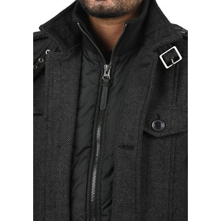 Kurzmantel INDICODE "Kurzmantel IDBrandan", Herren, Gr. M, schwarz, Obermaterial: 50% Wolle WO. 50% Polyester PES., Mäntel Kurzmantel