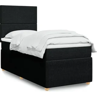 Langlebige Boxspringbett mit Matratze Schwarz 90x190 cm Stoff Gästebett mit Lattenrost Möbel9270486 - Schwarz