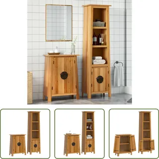 The Living Store 2-tlg. Badmöbel-Set Massivholz Kiefer - Braun