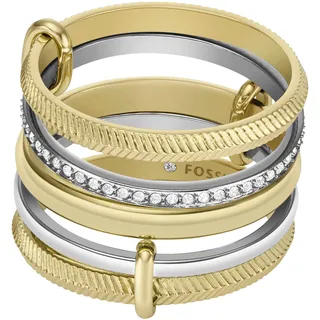 Fossil Prestack-Ring für Damen All Stacked Up Edelstahl Bicolor, JF045929987