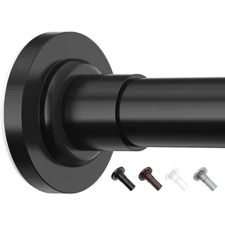 Yeabett Gardinenstange Ohne Bohren, 48-119.4cm Duschvorhangstange Teleskopstange Klemmstange für Gardinen, Vorhangstange Schwarz