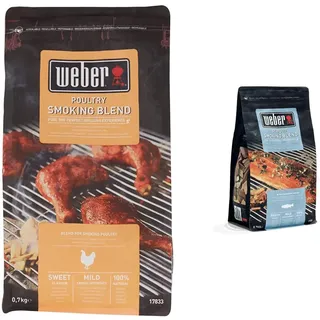 Weber 17833 Poultry Smoking Chips 700 g Wood & 17665 Räucherchips Meeresfrüchte, 700 g, mild-fruchtige Raucharoma, Lachs, Makrele, Garnelen und andere Meeresfrrüchte, Aroma, Räuchern, Grillen