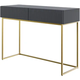 Selsey Schminktisch mit zwei Schubladen Veldio Schwarz, Goldene Beine