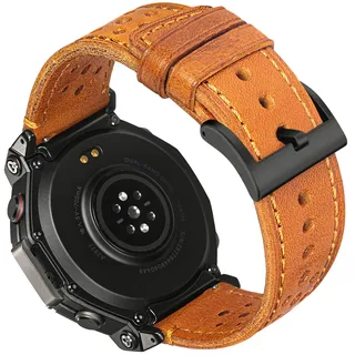 HEMSUT Echtes Leder Armband kompatibel mit AMAZFIT T-Rex/T-Rex PRO/T-Rex 2 / T-Rex 3 / T-Rex 3 PRO 48 mm/T-Rex 3 PRO 44 mm, Trex Ultra/Trex Ultra 2