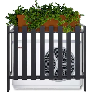 Verkleidung für Klimaanlage/Wärmepumpe HWC-K58, Abdeckung Schutzgitter Pflanzenregal, Metall 80x90x39cm grau