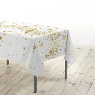 Douceur d'Intérieur, Tischdecke, rechteckig (150 x 240 cm), Sternbild, weiß/Gold, Polyester, Bedruckt metallic