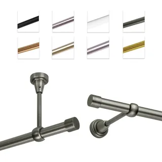 Gardinenstange 19 mm mit Endkappen, einfache Montage an Wand/Decke, 1-läufig, Antik Stahl, 280 cm