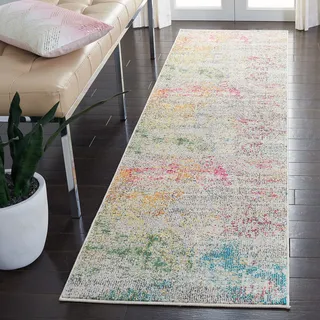 SAFAVIEH Boho Teppich für Wohnzimmer, Esszimmer, Schlafzimmer - Madison Collection, Kurzer Flor, Grau und Gold, 76 X 183 cm