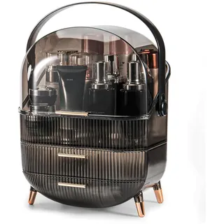 SIOOUI Make Up Organizer, 3 Schichten Große Kapazität Kosmetikaufbewahrung, staubdichte, wasserdichte Kosmetik Aufbewahrungsbox, Kosmetik Organizer für Badezimmer Theke, Waschtisch Arbeitsplatte