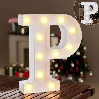 LED Buchstaben Lichter Alphabet,Led Leuchtbuchstabe mit Warmes & Kaltes Weiß,LED Brief Beleuchtung Buchstaben Nacht Lichter Dekoration für Geburtstagsfeier, Hochzeit, Kinderzimmer, Buchstaben P