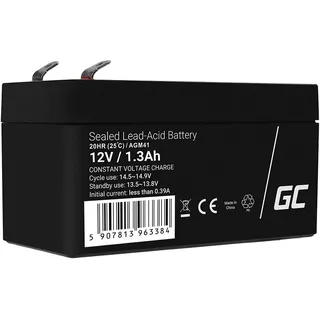 Green Cell Green Cell® AGM 12V 1,3Ah Akku Vlies Batterie VRLA Blei Batterie Bleiakku Ersatzakku Akkubatterie Versorgungsbatterie Zyklenfest Wartungsfrei für Elektro Spielzeug Alarm Notstrom Medizin Reha