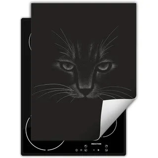 DarHaus Herdabdeckplatte Glaskeramikkochfeld Induktionskochfeld 40x52 cm, schwarz | Einteilig, Aufrollbare Matte, Katze