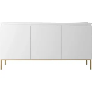 Selsey Sideboard Bemmi Weiß mit goldenen Metallbeinen 150 cm , 6 Fächer , Rechteckig , 150x77x35 cm , Made in Europe , Kleinmöbel, Kommoden, Sideboards