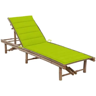 vidaXL Garten-Sonnenliege mit Auflage Bambus - Grün