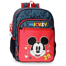 Disney Mickey Get Moving Schulrucksack, anpassbar, mehrfarbig, 30 x 38 x 12 cm, Polyester, 13,68 l, bunt, Schulrucksack, anpassbar an den Trolley