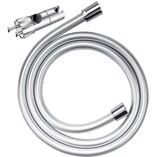 YEAUPE Universal Duschkopfhalterung mit Duschschlauch 1,6m, YEAUPE Verstellbar Duschkopfhalterung für Duschstange mit 2 Haken für 16–28mm, 360° drehbar Duschhalterung für Duschkopf,Chrom