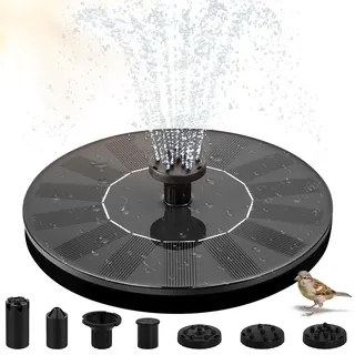 PQETBV Solar Springbrunnen, 1.4W Solar Springbrunnen für Außen Kommt mit sechs Arten von Spritzzubehör, Solarbrunnen Teichpumpe Solar, für Teich, Pool, Terrasse, Garten