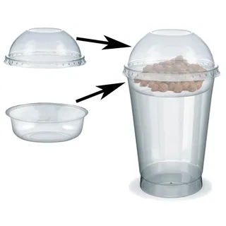 Feinkostbecher für Salat, Müsli, Joghurt mit Einsatz + Deckel 400 ml, 100 Stk.