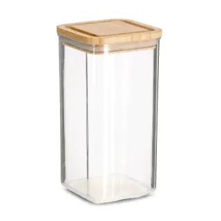 Zeller Vorratsdose mit Bambusdeckel, Kunststoff, Praktischer Vorratsbehälter in einem transparenten Design, Fassungsvermögen: 1200 ml