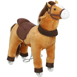 Aiyaplay Reitpferd Spielpferd zum Reiten mit Sattel Rollen 75 cm Stehpferd Plüschpferd , Dunkelbraun , Textil , 30x75x70 cm , unisex , Spielzeug, Schaukeltiere