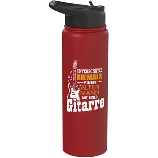 Unterschätze niemals einen alten Mann mit einer Gitarre Stainless Steel Insulated Water Bottle